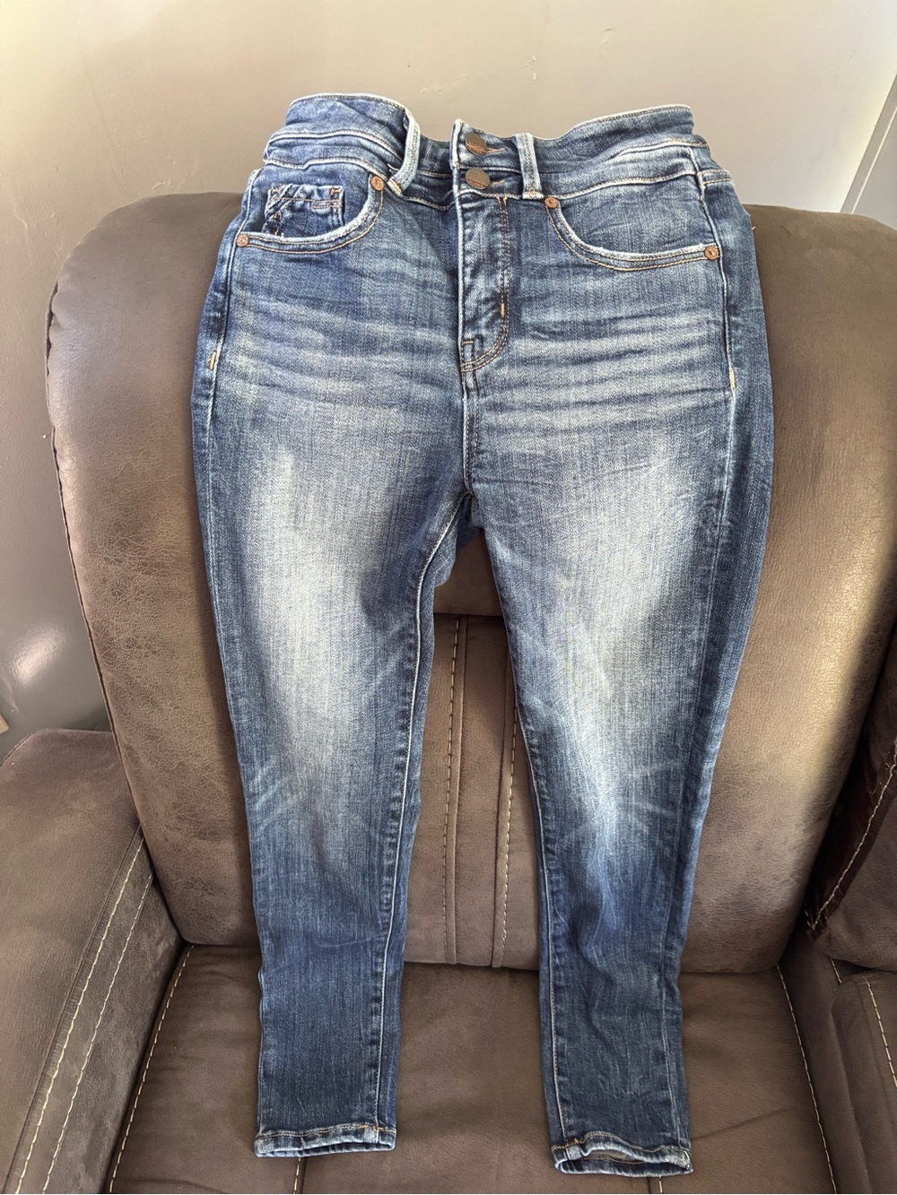 BKE Women's Dark Blue Skinny Jeans with Fading